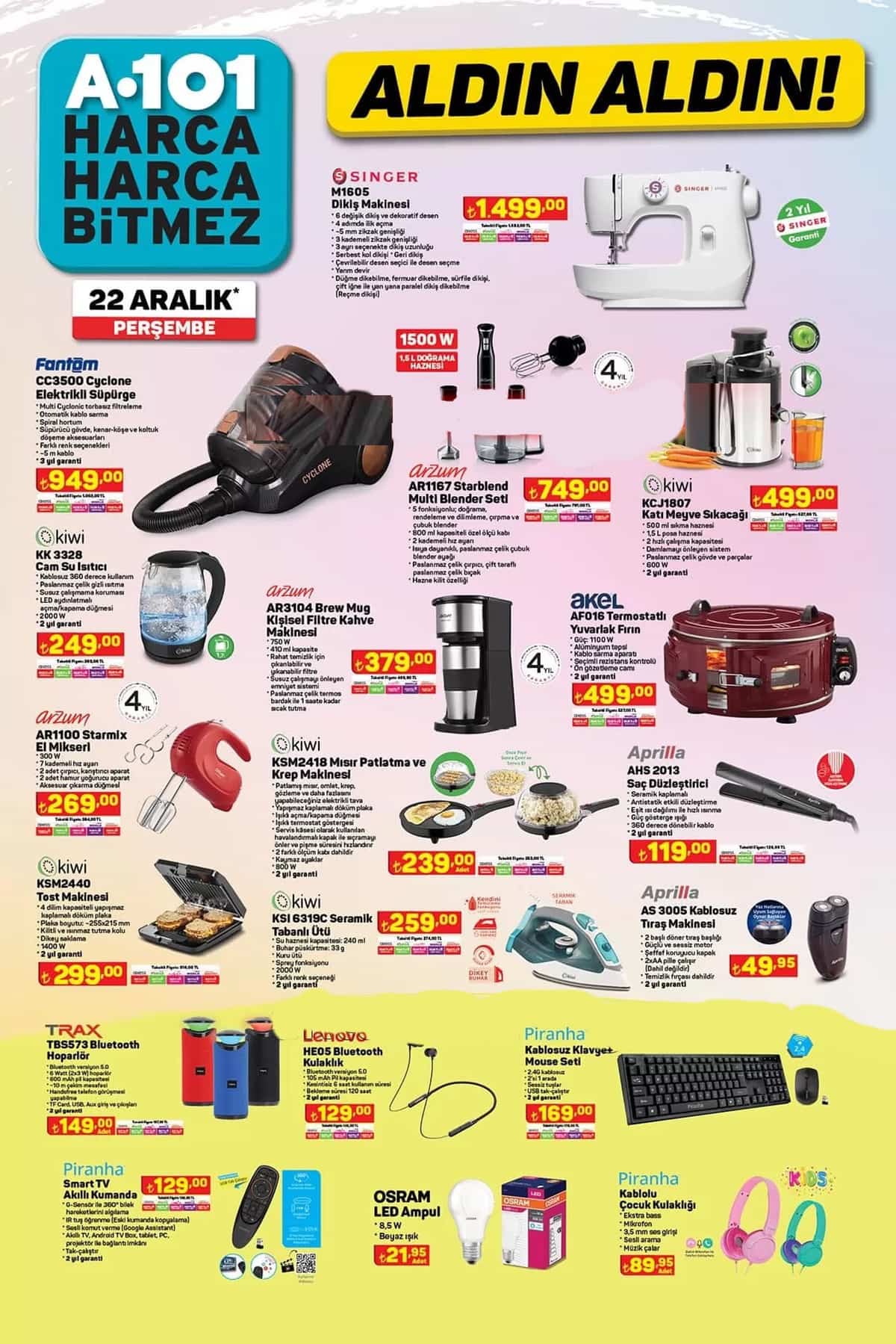a101 22 aralik 2022 aktuel urunler
