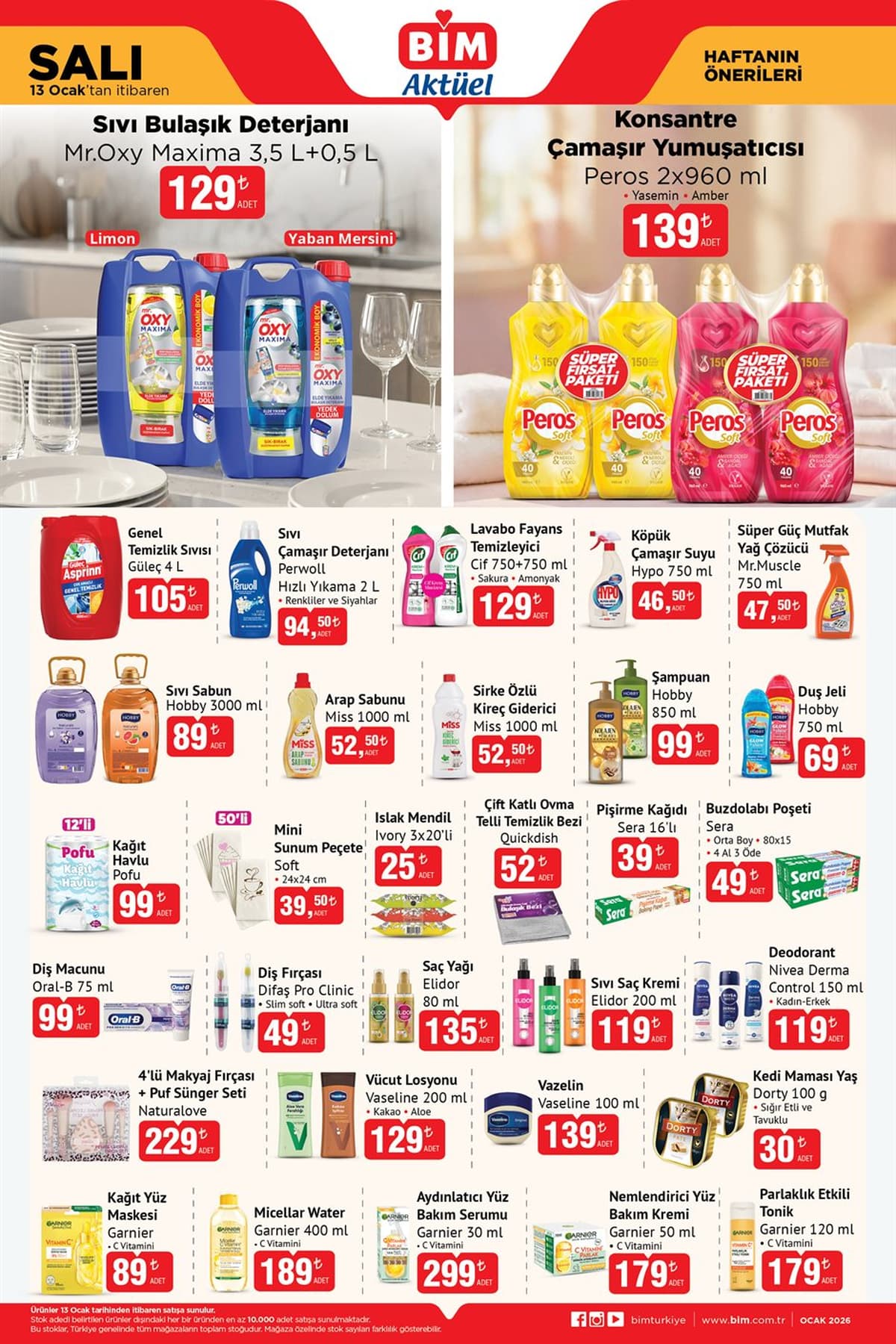 Bim 13 ocak 2026 aktuel urunler