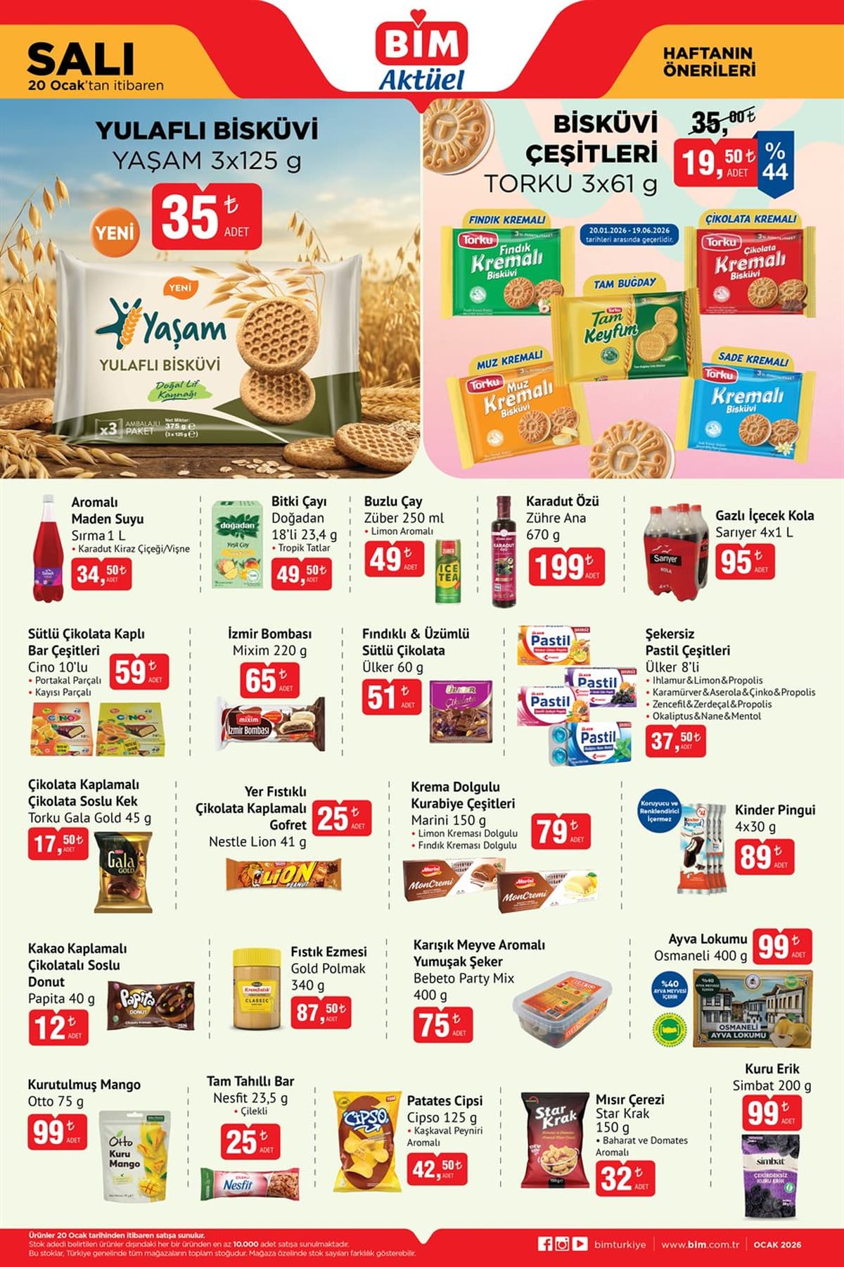 Bim 20 ocak 2026 aktuel urunler