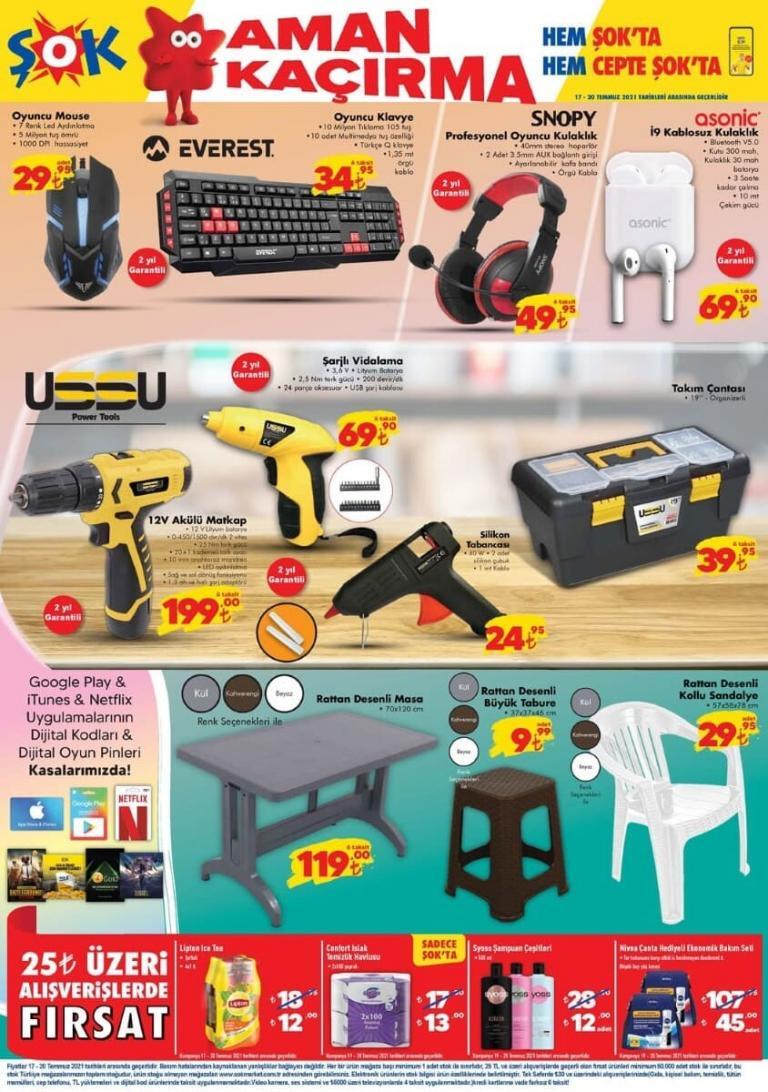 ŞOK 17 TEMMUZ 2021 AKTÜEL ÜRÜNLER KATALOĞU